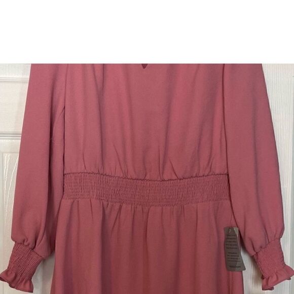 London Times Pink Smocked Waist Long Sleeve - Picture 5 of 9